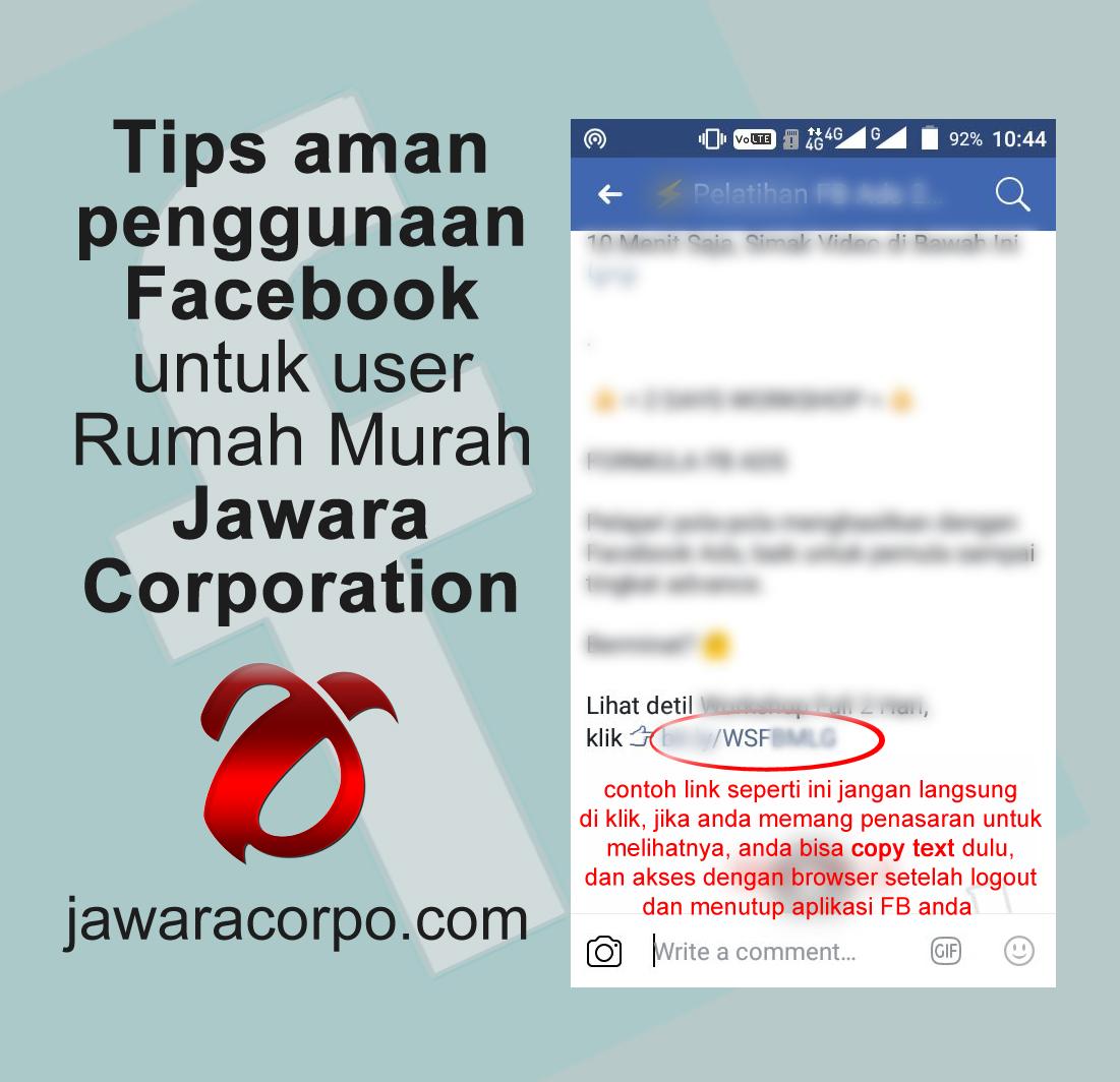 Tips aman penggunaan Facebook untuk user Rumah Murah Jawara Corporation