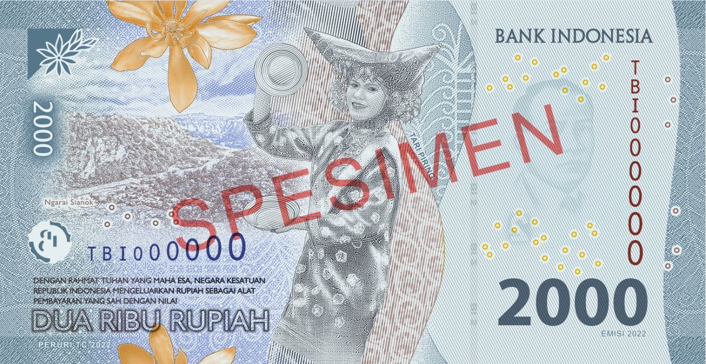 Tampialn Uang Baru Rupiah Pecahan 2000 bagian belakang 