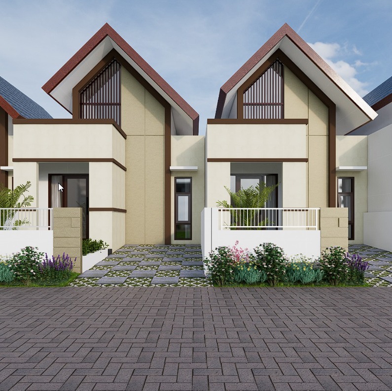 Fasad Rumah Atap Pelana Modern Tropis Type 40 - Jawara Land Malang