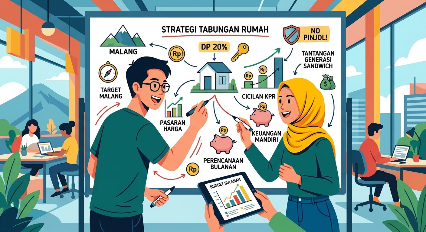 Ilustrasi menabung DP rumah pertama di Malang secara konsisten tanpa utang pinjol